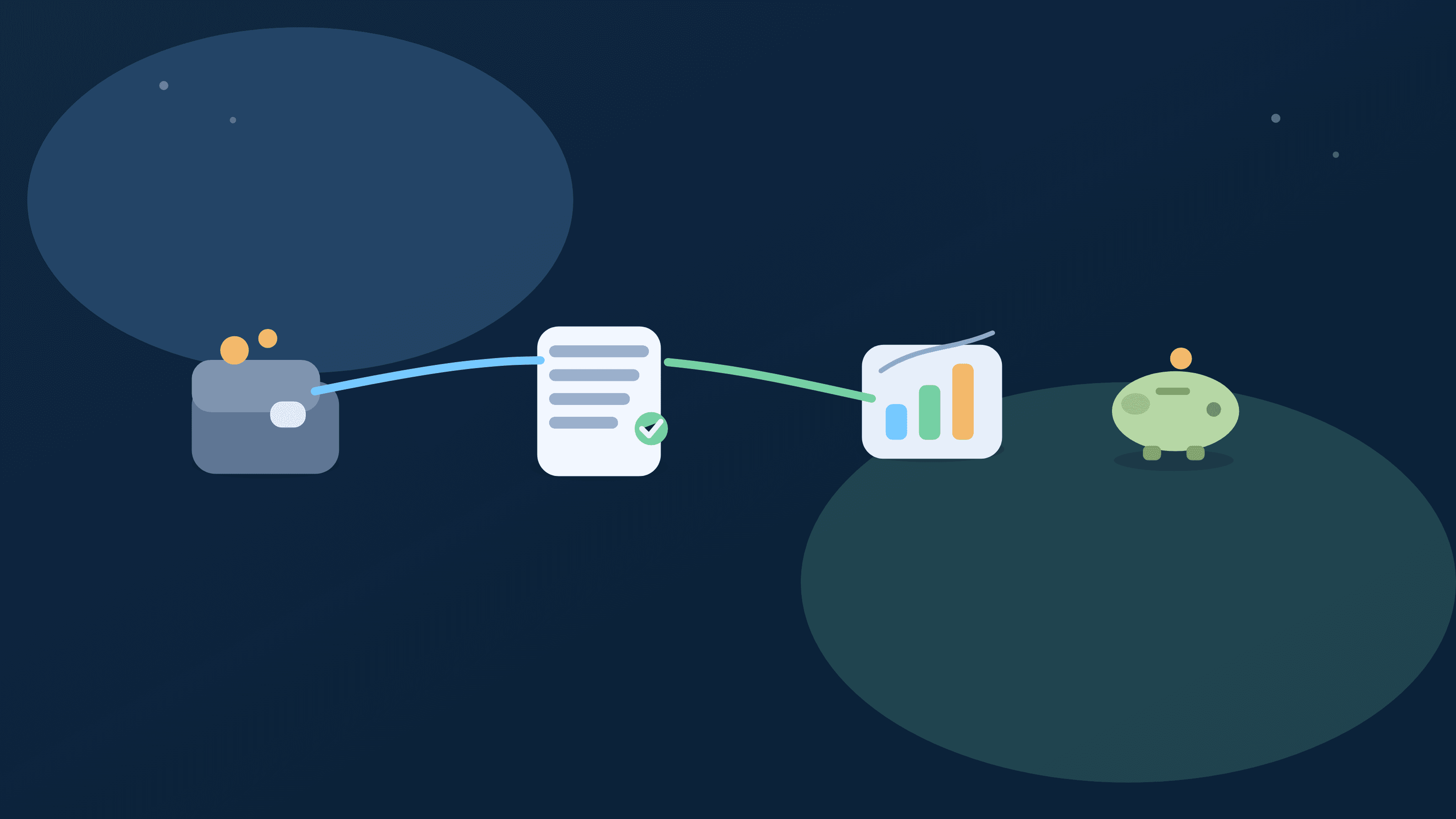 Abstract income allocation visual for buffer funding, tax-aware planning, and goal progress