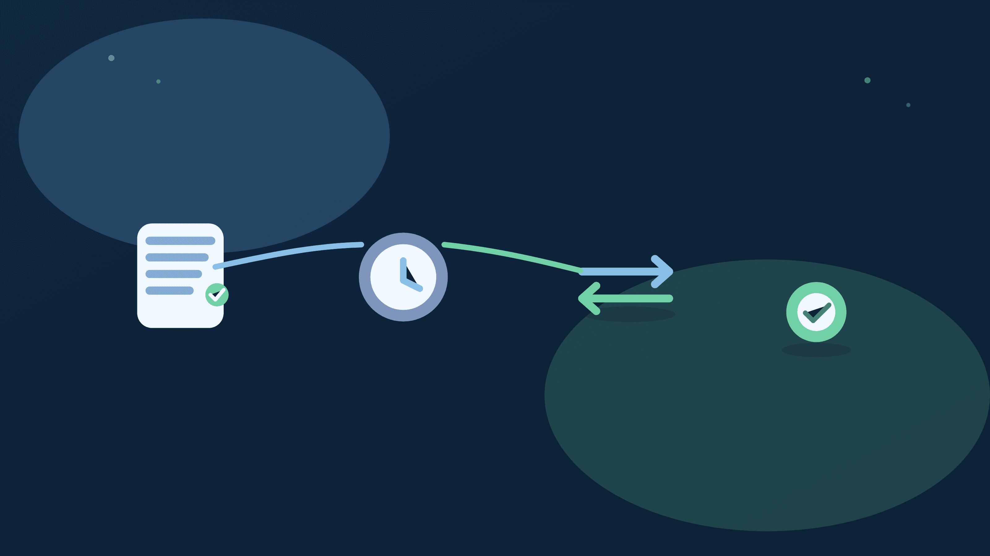 Abstract pending-versus-posted transaction visual showing temporary holds and final settlement states