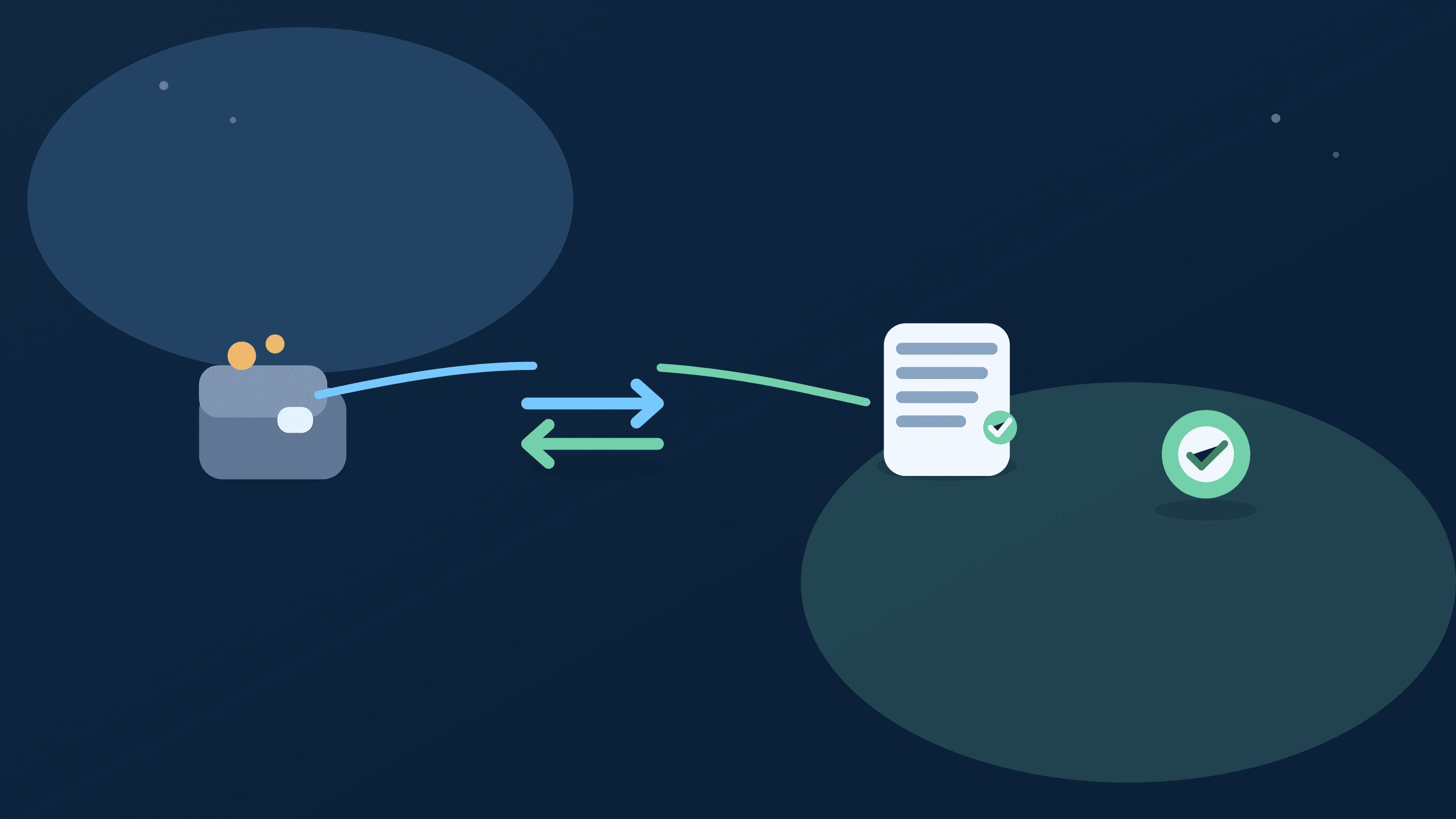 Abstract reimbursement-tracking visual for tagged shared expenses and payback reconciliation