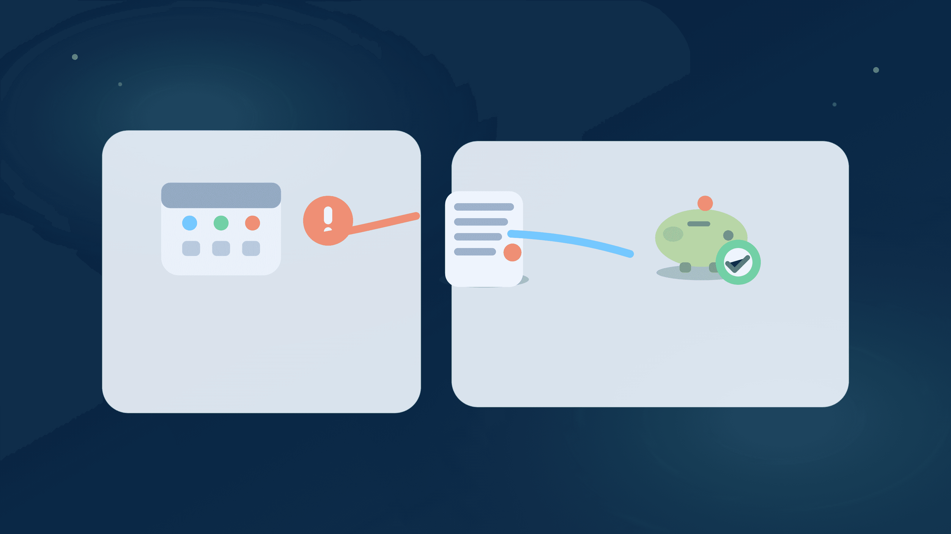 Editorial illustration of annual renewal alert translated into planned monthly reserve lanes