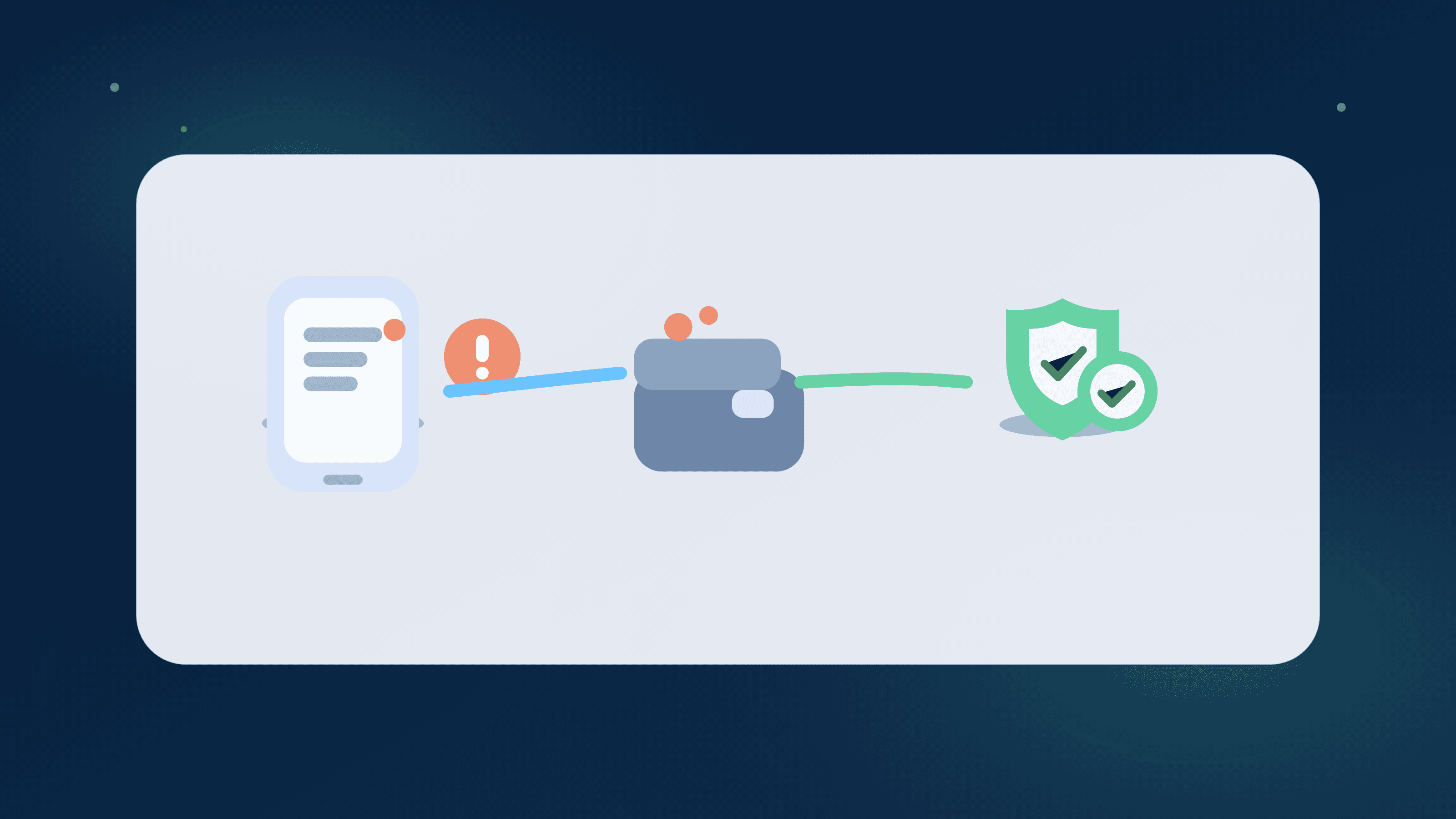 Editorial illustration showing failed autopay alert moving into a verified recovery path