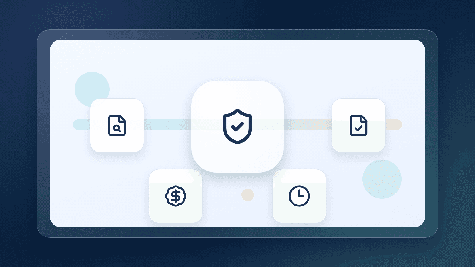 Illustration of a warning shield beside credit document and budget checkpoint cards