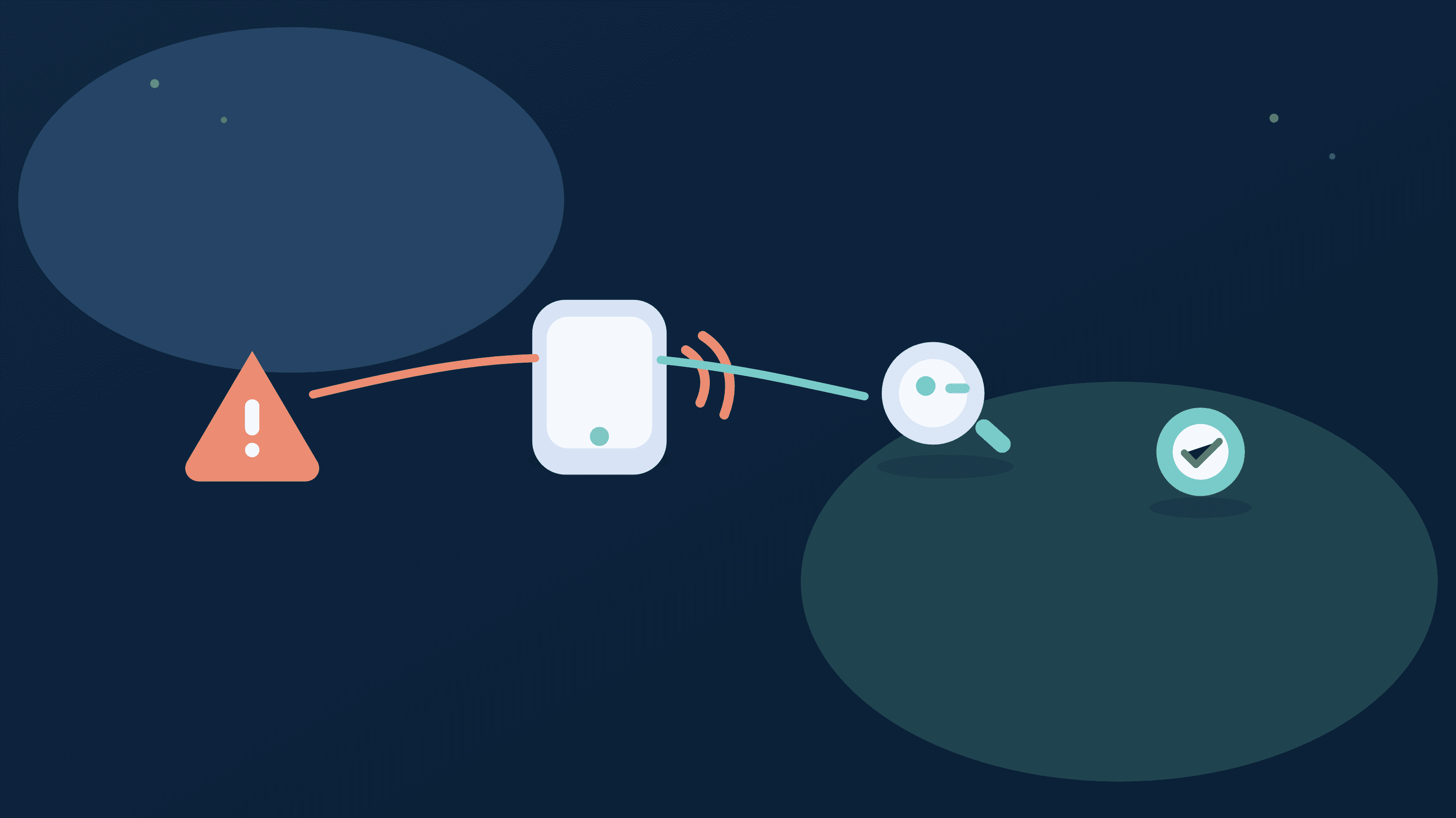 Illustration of a suspicious tax message workflow with verification and account-protection signals