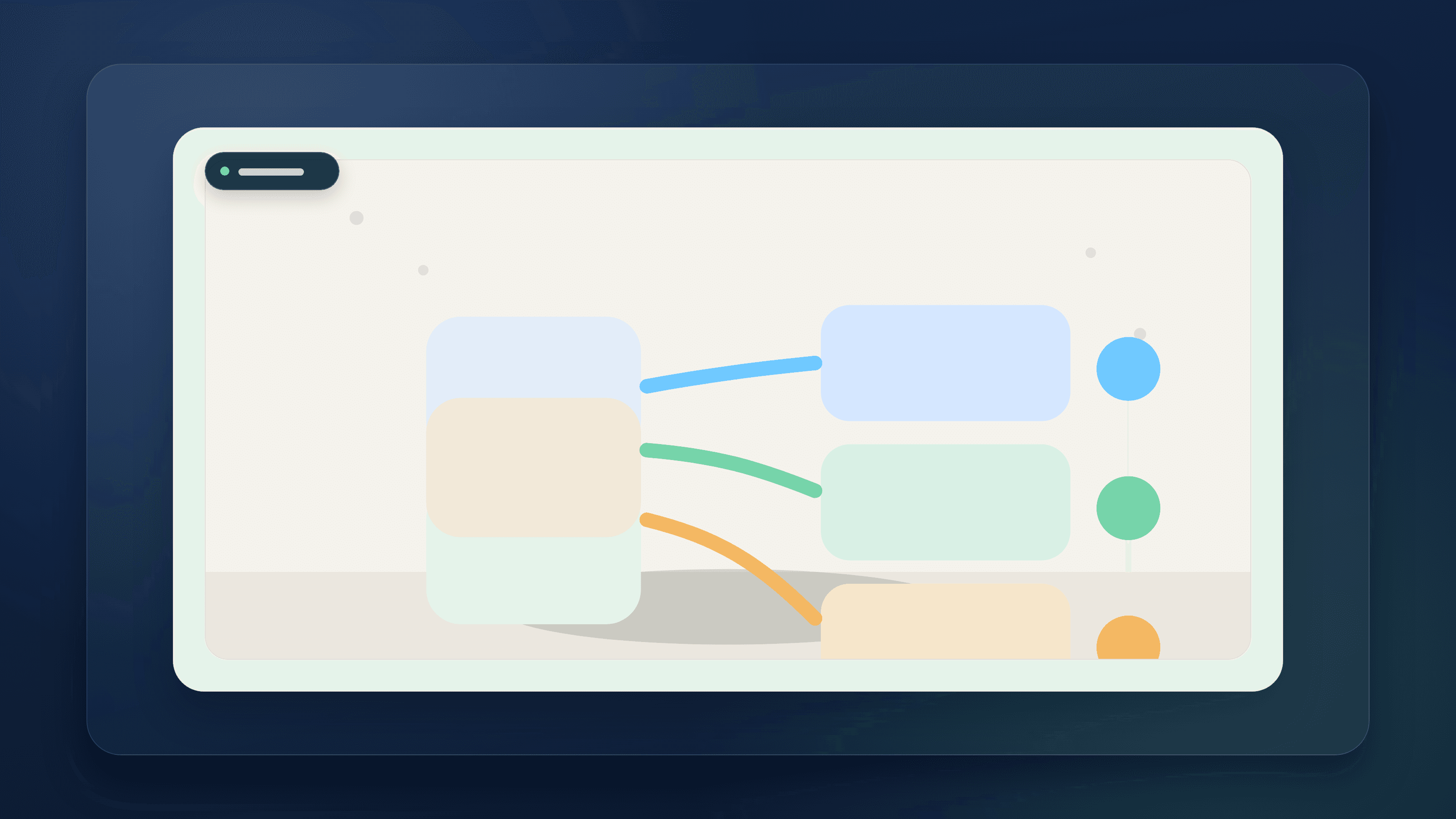 Generated illustration of categorized transaction cards flowing into cleaner report lanes