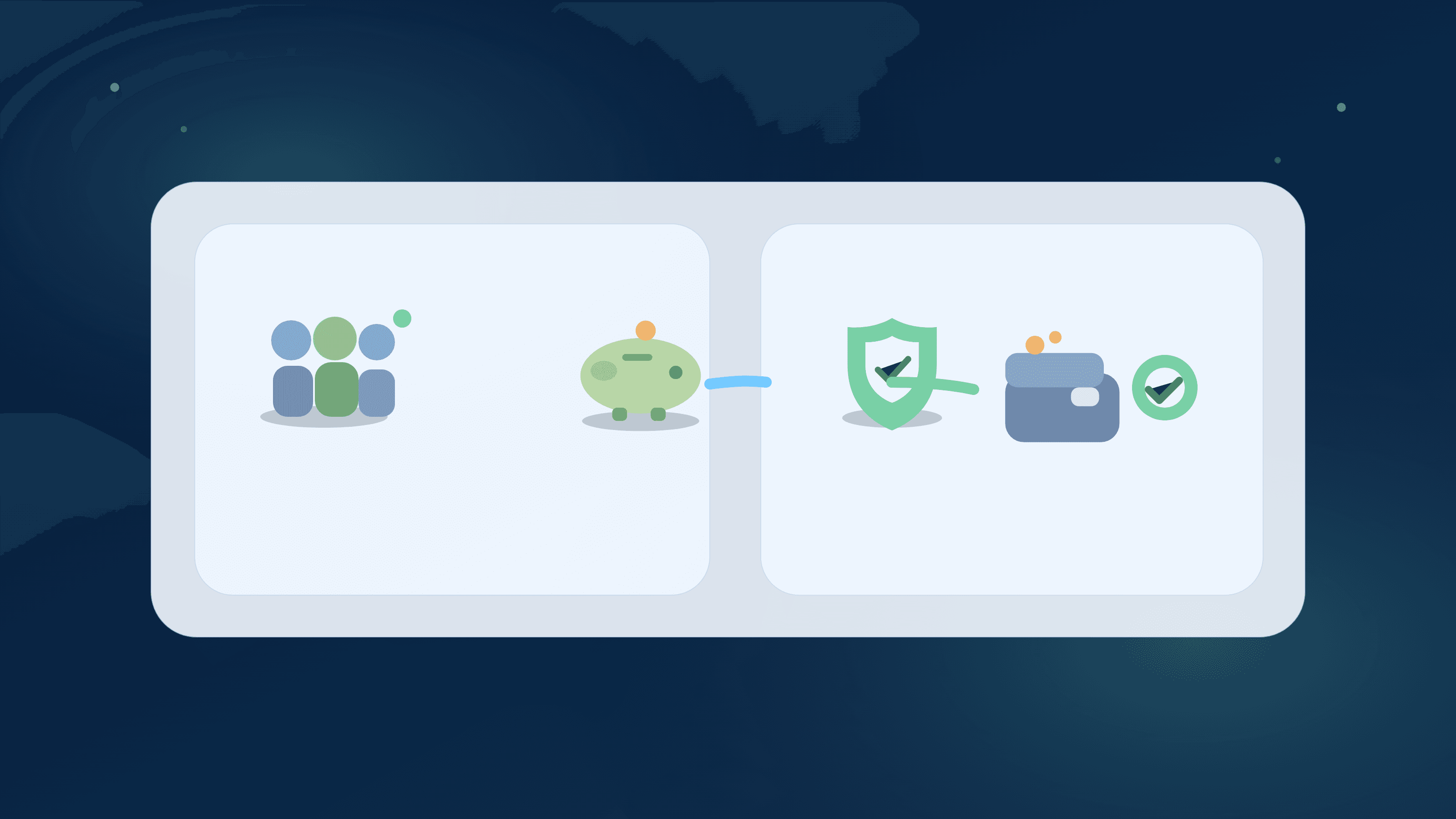 Illustration of two household members contributing to and governing a shared emergency fund lane