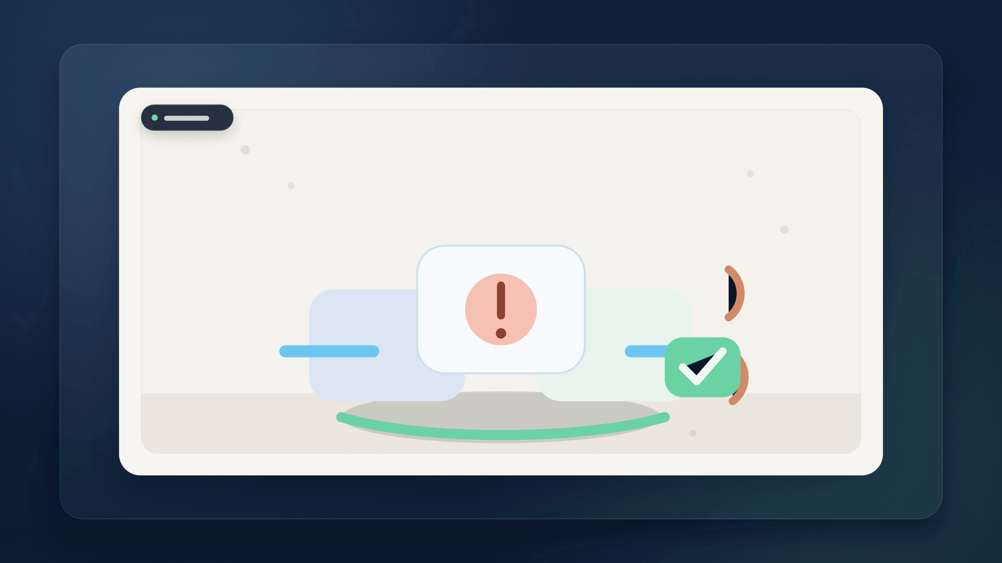Generated illustration of a disrupted transfer path with recovery checkpoints