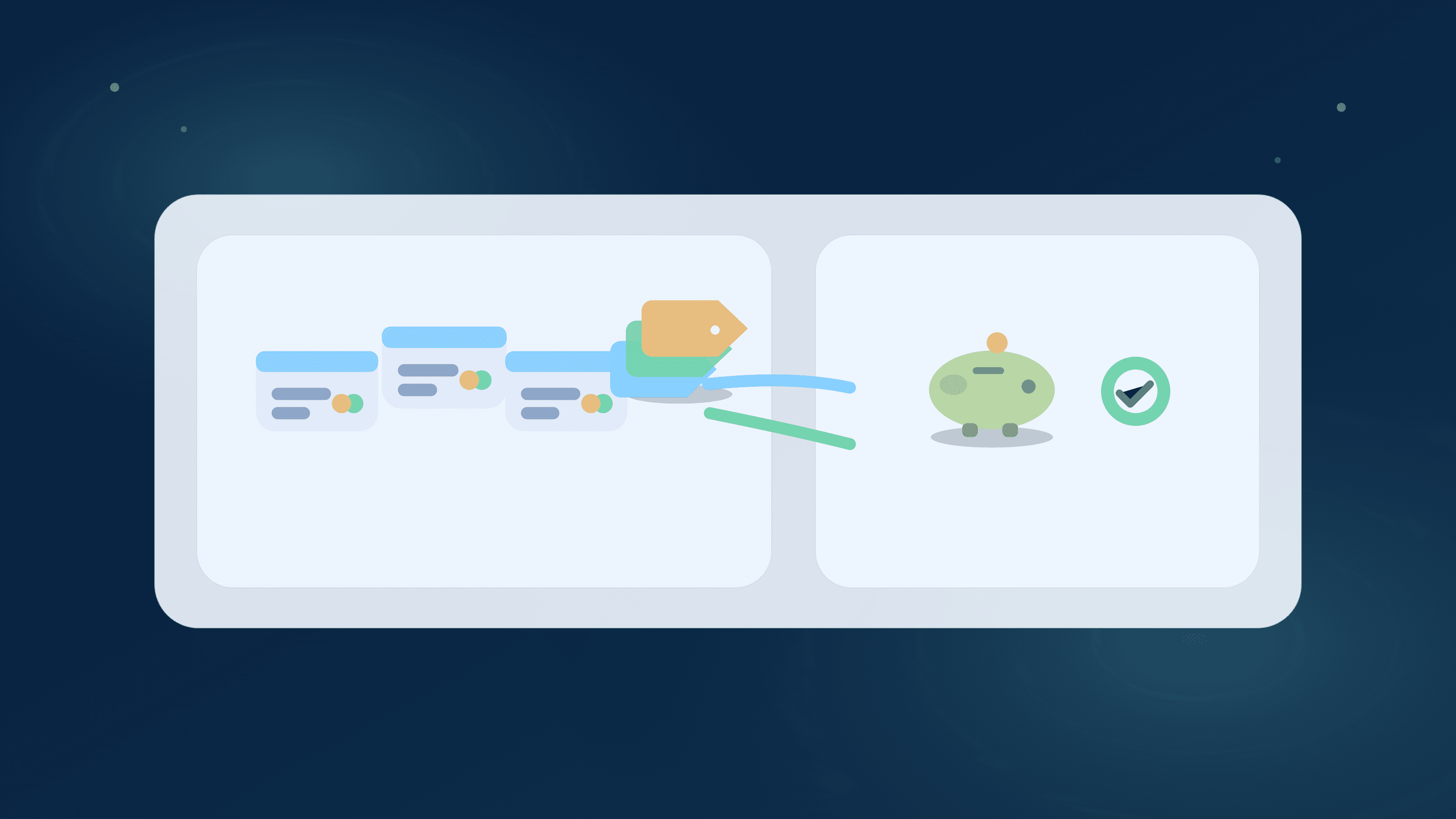 Generated illustration of overlapping subscription paths being consolidated into one clear money workflow