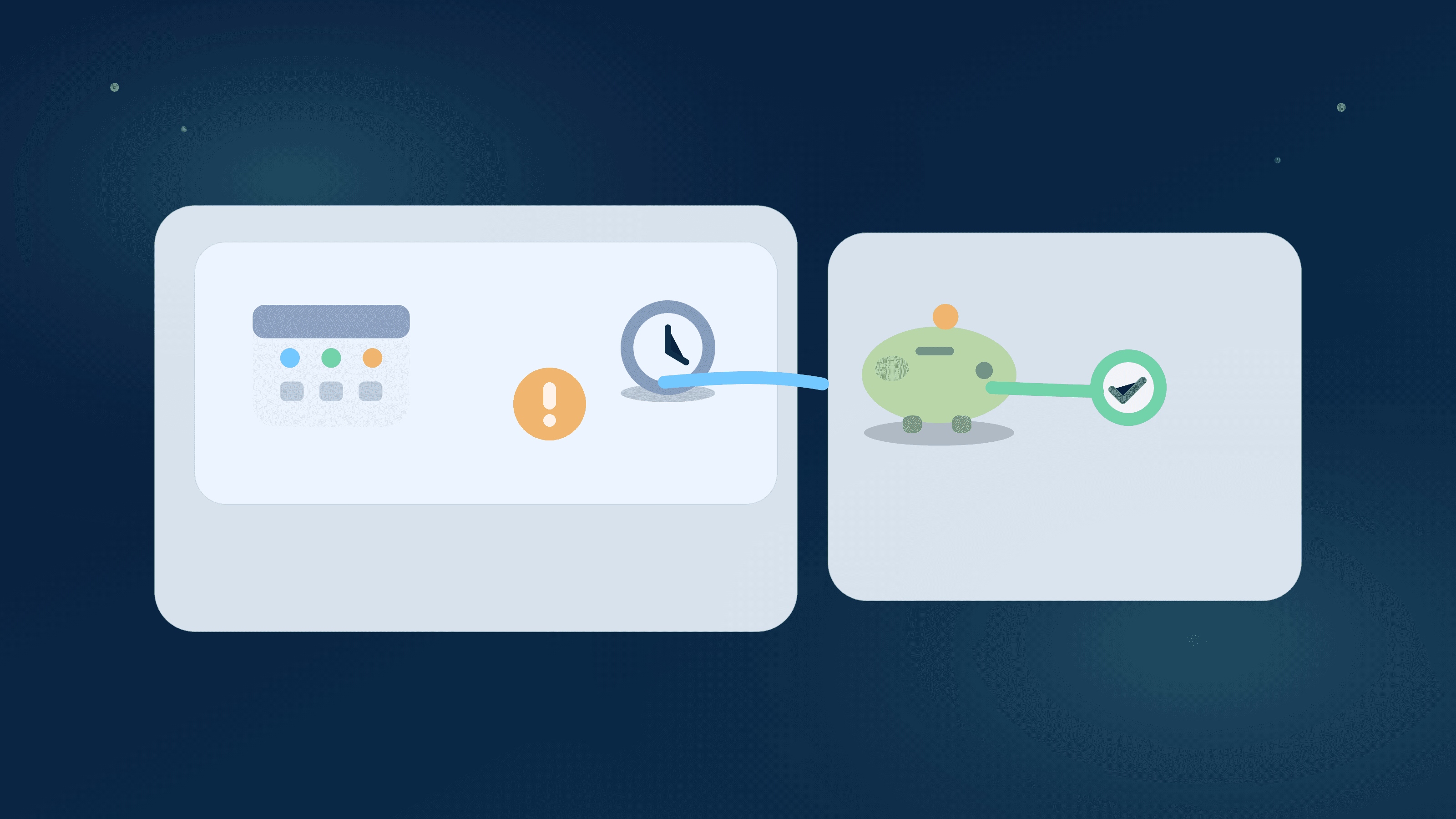 Generated illustration of paycheck timing and required outflows converging into a stable weekly cash-flow path